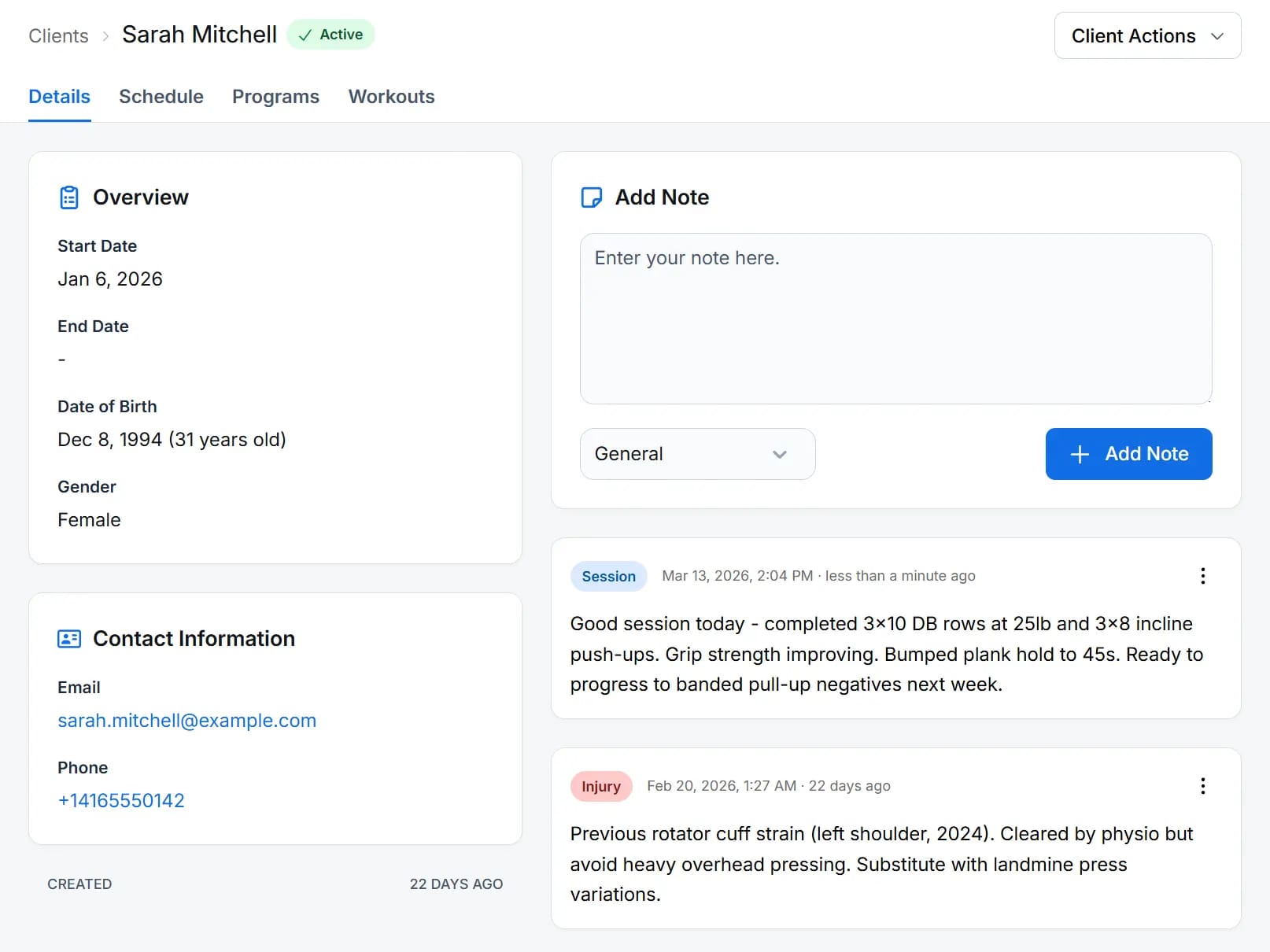 Client Management screenshot